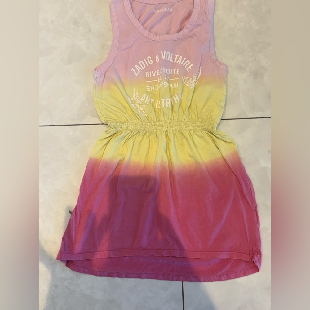 Zadig & Voltaire Pink Yellow Ombre beach dress Girls' Tank Dress size 8